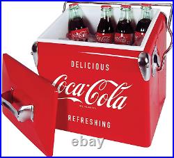 Coca-Cola Retro Ice Chest Cooler with Bottle Opener 13L (14 Qt), 18 Can Capacity