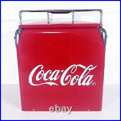 Coca Cola Retro Look 11.5 x 12.5 Metal Cooler Ice Chest with Side Bottle Opener