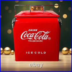 Coca-Cola Retro Metal Ice Chest, 14Qt Portable Capacity for Party Picnic Camping