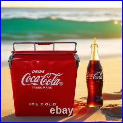 Coca-Cola Retro Metal Ice Chest, 14Qt Portable Capacity for Party Picnic Camping