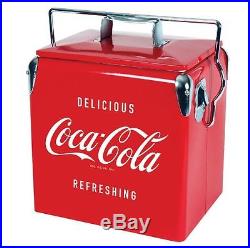 Coca Cola Retro Style Picnic Cooler Metal Coke Ice Chest Box 13L w Bottle Opener