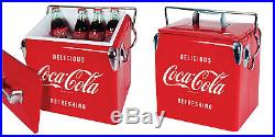 Coca Cola Retro Style Picnic Cooler Metal Coke Ice Chest Box 13L w Bottle Opener