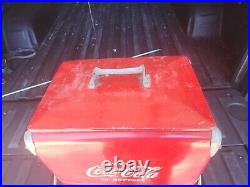 Coca Cola Vintage Metal Cooler 50-40s Red Icebox With Lid & Bottle Opener