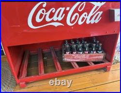 Coca-Cola Vintage Red Metal Cooler Ice Box Chest Hinged Lid Gas Station 1930s