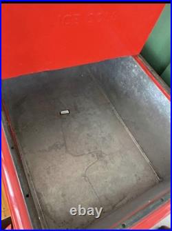 Coca-Cola Vintage Red Metal Cooler Ice Box Chest Hinged Lid Gas Station 1930s
