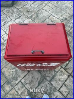 Coca-Cola Vintage Red Metal Ice Chest Cooler with Bottle Opener