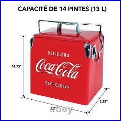 Cola Retro Ice Chest Cooler With Bottle Opener 13L 14 Qt 18 Can Capacity