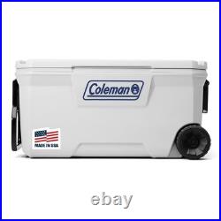 Coleman 100 Quart Marine Wheeled Cooler Insulated Ice Retention Heavy Duty Coleman 100 Quart Marine Wheeled Cooler Insulated Ice Retention Heavy Duty