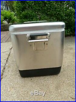 Coleman 54 QT Quart Metal Belted Cooler Stainless Steel NEW