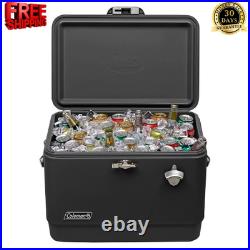 Coleman 54 Qt Steel Belted Cooler Stainless Ice Chest Bottle Opener New
