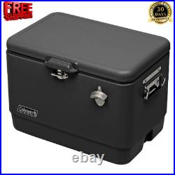 Coleman 54 Qt Steel Belted Cooler Stainless Ice Chest Bottle Opener New
