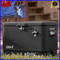 Coleman 54 Qt Steel Belted Cooler Stainless Ice Chest Bottle Opener New