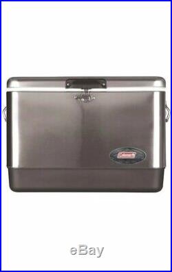 Coleman 54 Quart Stainless Steel Belted Cooler Heavy Duty Lifetime Warranty New