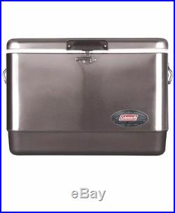 Coleman 54 Quart Stainless Steel Belted Cooler Retro Throwback Insulated New