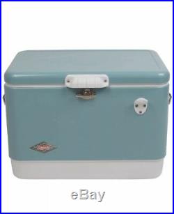 Coleman 54 Quart Steel Belted Cooler Turquoise Vintage Comfort Grip Handles New