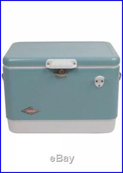 Coleman 54 Quart Steel Belted Cooler Turquoise Vintage Comfort Grip Handles New