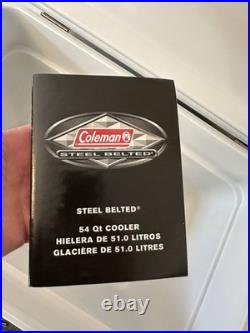 Coleman 60th Anniversary Diamond Steel Belt Cooler 54QT Turquoise New Box NOS