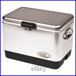 Coleman 6155B707 Steel Belted 54 Quart Cooler Stainless Steel