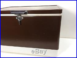 Coleman Brown Cooler Vintage Metal With Tray Motion Latch Lock Made In USA