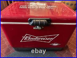 Coleman Budweiser Steel Belted Cooler Vintage 54 Qt 23x15x16 6150-6155