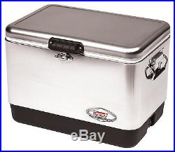 Coleman Company 54-Quart Stainless Steel Belted Cooler, Silver