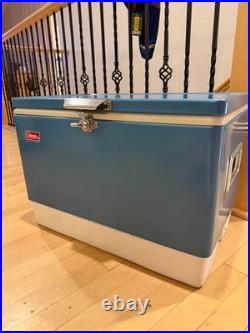 Coleman Cooler Blue Original Vintage 1976 Retro Camping Ice Chest Steel Handles