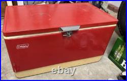 Coleman Cooler Metal Ice Chest 22.5x15.5x13.5 Vintage 1976 Red