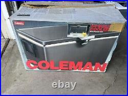 Coleman Cooler New in Box Vintage Steel Belted 54 Qt Silver