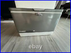 Coleman Cooler New in Box Vintage Steel Belted 54 Qt Silver