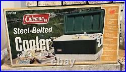 Coleman GREEN Steel-Belted 42 Quart Cooler 5227-700 in BOX Made USA in 1981 vtg