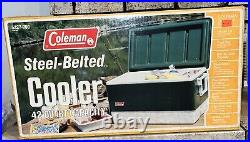 Coleman GREEN Steel-Belted 42 Quart Cooler 5227-700 in BOX Made USA in 1981 vtg