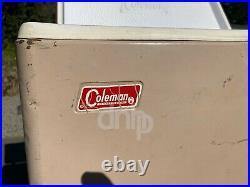 Coleman Metal And Plastic Brown Cooler Vtg. Metal Latch And Two Bottle Openers