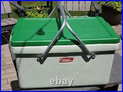 Coleman Picnic Style Cooler Ice Chest Metal Folding Handles Mint Green VTG 1972