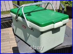 Coleman Picnic Style Cooler Ice Chest Metal Folding Handles Mint Green VTG 1972