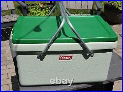 Coleman Picnic Style Cooler Ice Chest Metal Folding Handles Mint Green VTG 1972