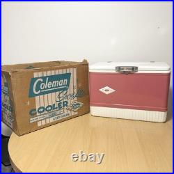 Coleman Pink Cooler Snow Lite Metal Latch With Box Tray Vintage Diamond Logo USA