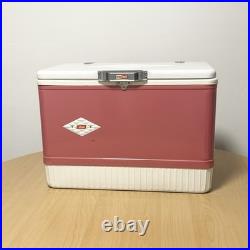 Coleman Pink Cooler Snow Lite Metal Latch With Box Tray Vintage Diamond Logo USA