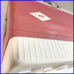Coleman Pink Cooler Snow Lite Metal Latch With Box Tray Vintage Diamond Logo USA