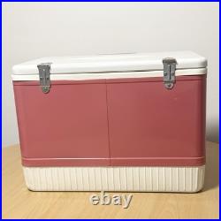 Coleman Pink Cooler Snow Lite Metal Latch With Box Tray Vintage Diamond Logo USA