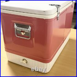 Coleman Pink Cooler Snow Lite Metal Latch With Box Tray Vintage Diamond Logo USA