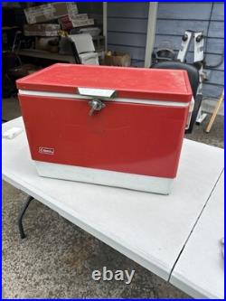 Coleman Red Metal Cooler 1983 Vintage 22 X 14 X 16 High