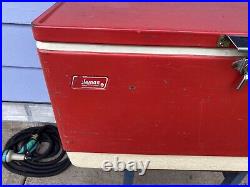 Coleman Red Metal Cooler With Metal Handles Bottle Openers 1975 28x15x15 READ