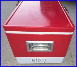 Coleman Red White Metal / Plastic Cooler 1970s / 1980s