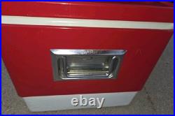 Coleman Red White Metal / Plastic Cooler 1970s / 1980s