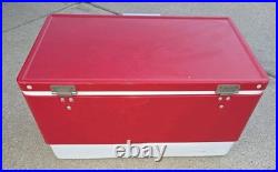 Coleman Red White Metal / Plastic Cooler 1970s / 1980s