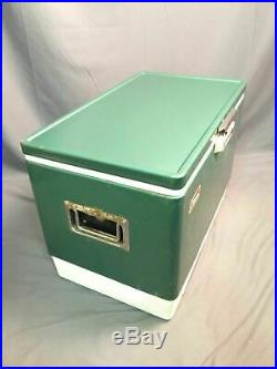Coleman Snow-Lite Cooler Vintage Metal Classic Green Made In USA Tray Latch