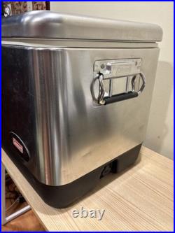 Coleman Stainless Steel Belted Chrome Cooler 54QT. Ice Chest Model 6150 6155