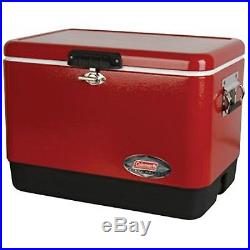 Coleman Stainless Steel Portable COOLER, 54 Quart Rustproof ICE CHEST, Red