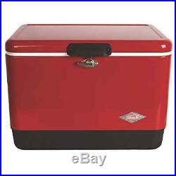 Coleman Stainless Steel Portable COOLER, 54 Quart Rustproof ICE CHEST, Red