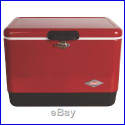 Coleman Stainless Steel Portable COOLER 54 Quart Rustproof ICE CHEST Red NEW